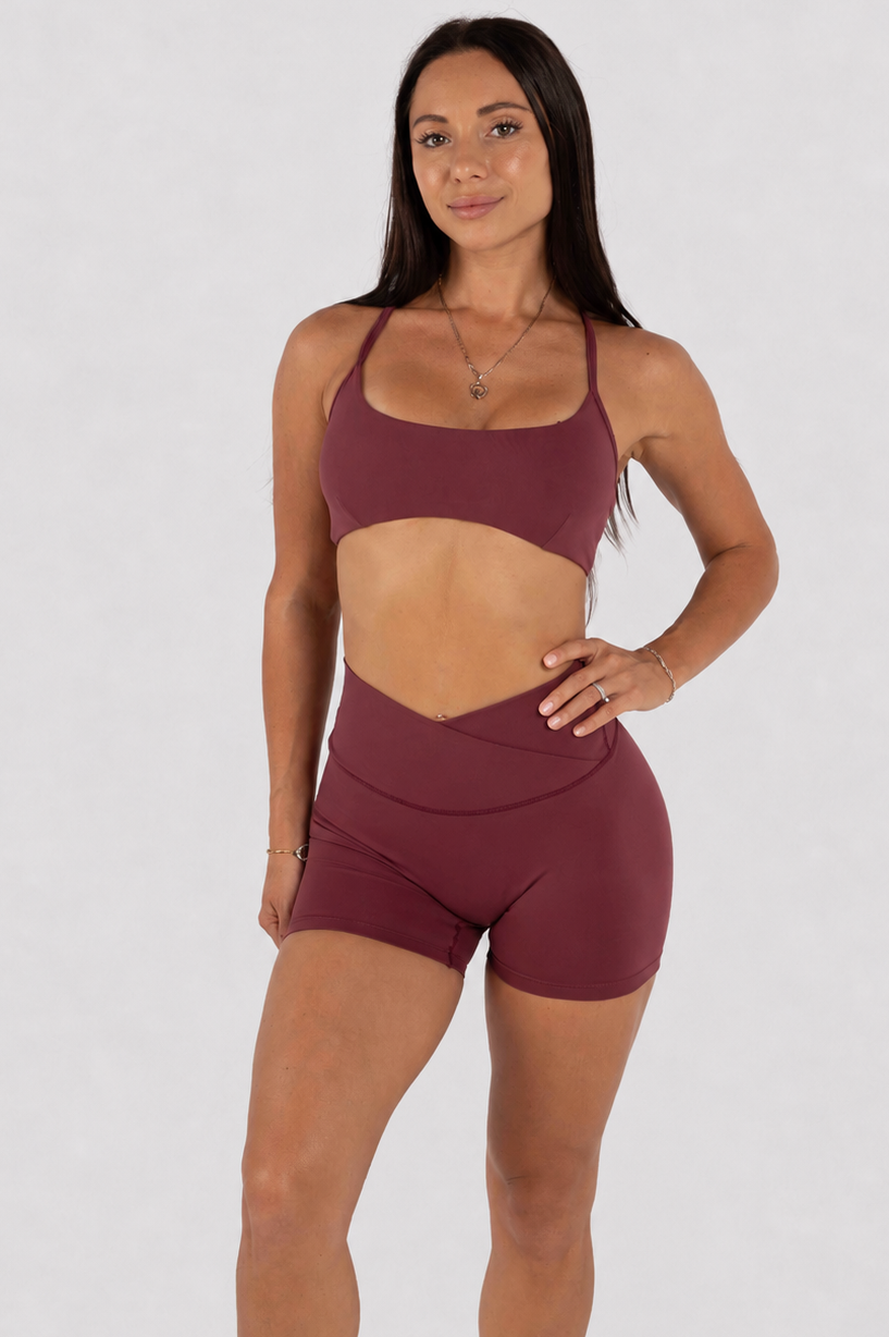 Cross Over Shorts - Burgundy