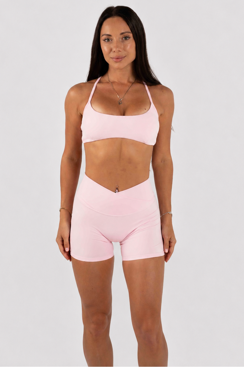 Cross Back Crop - Baby Pink