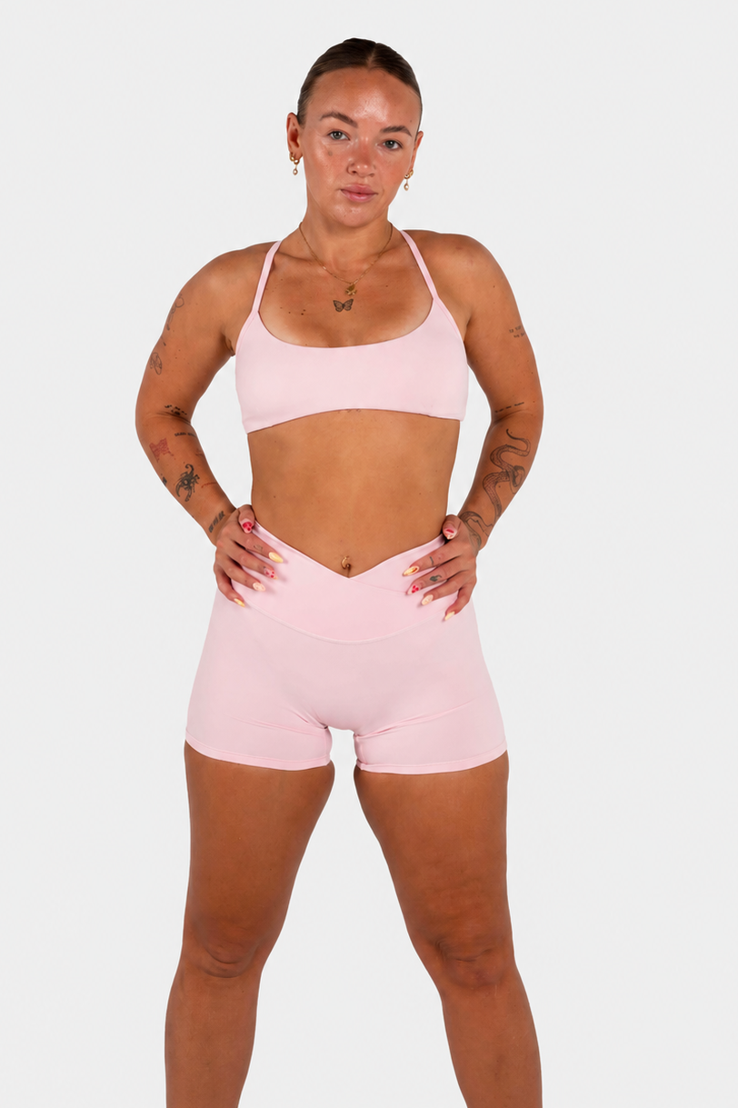 Cross Over Shorts - Baby Pink