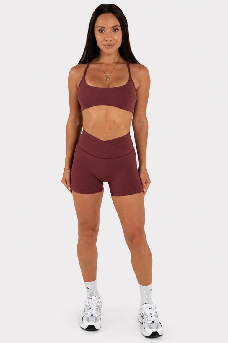 Cross Back Crop - Burgundy