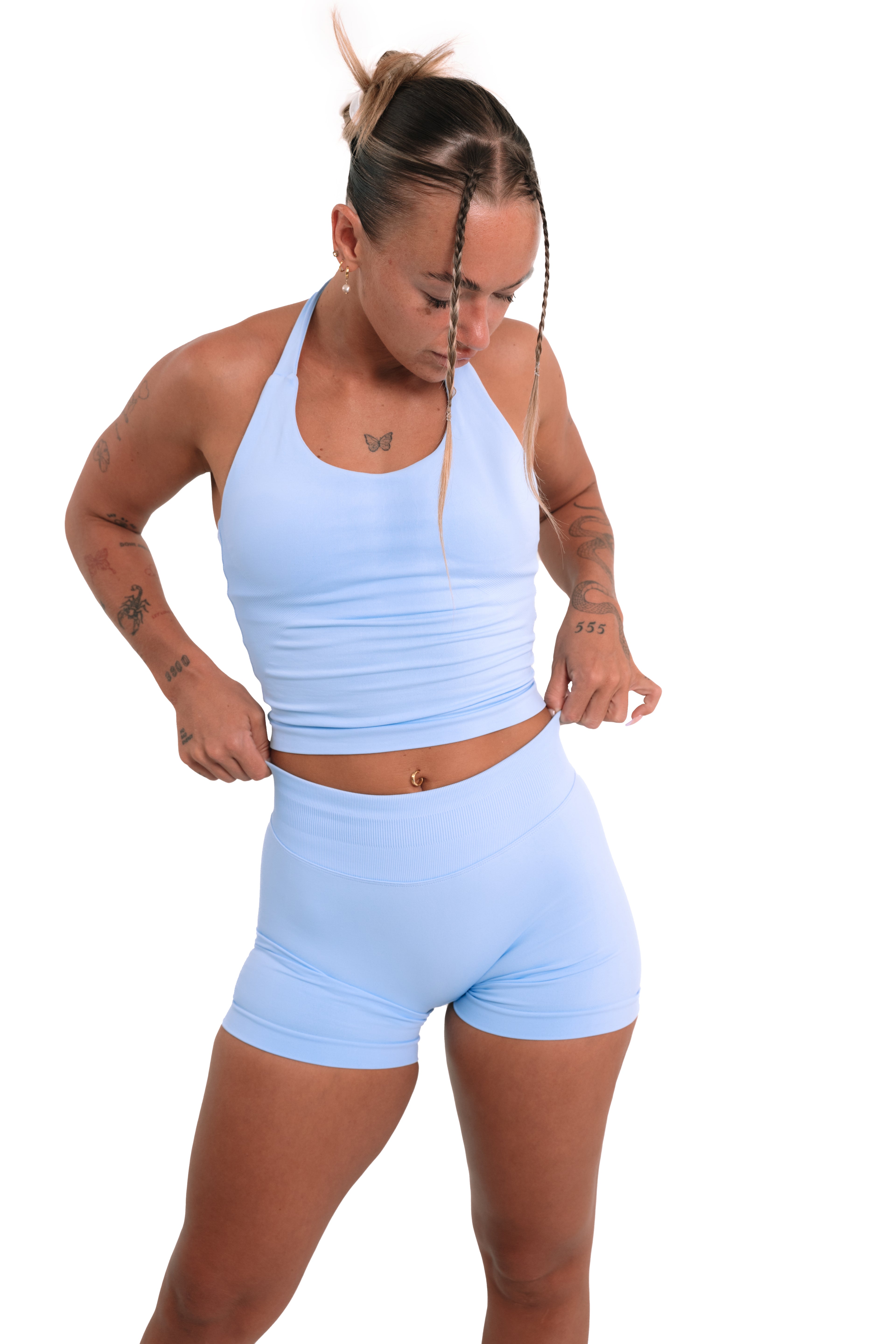 CONTOUR HALTER NECK - BABY BLUE