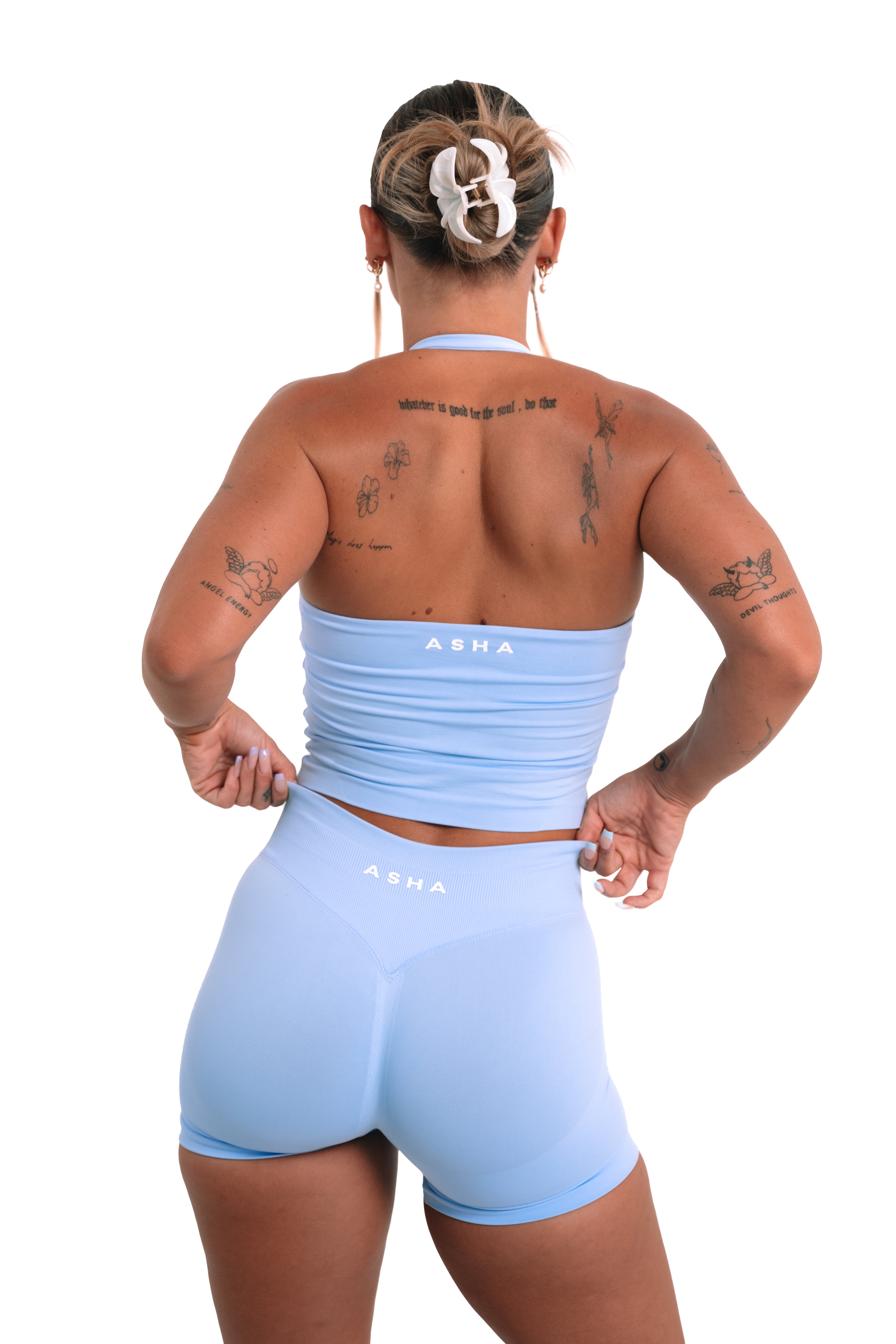 CONTOUR HALTER NECK - BABY BLUE