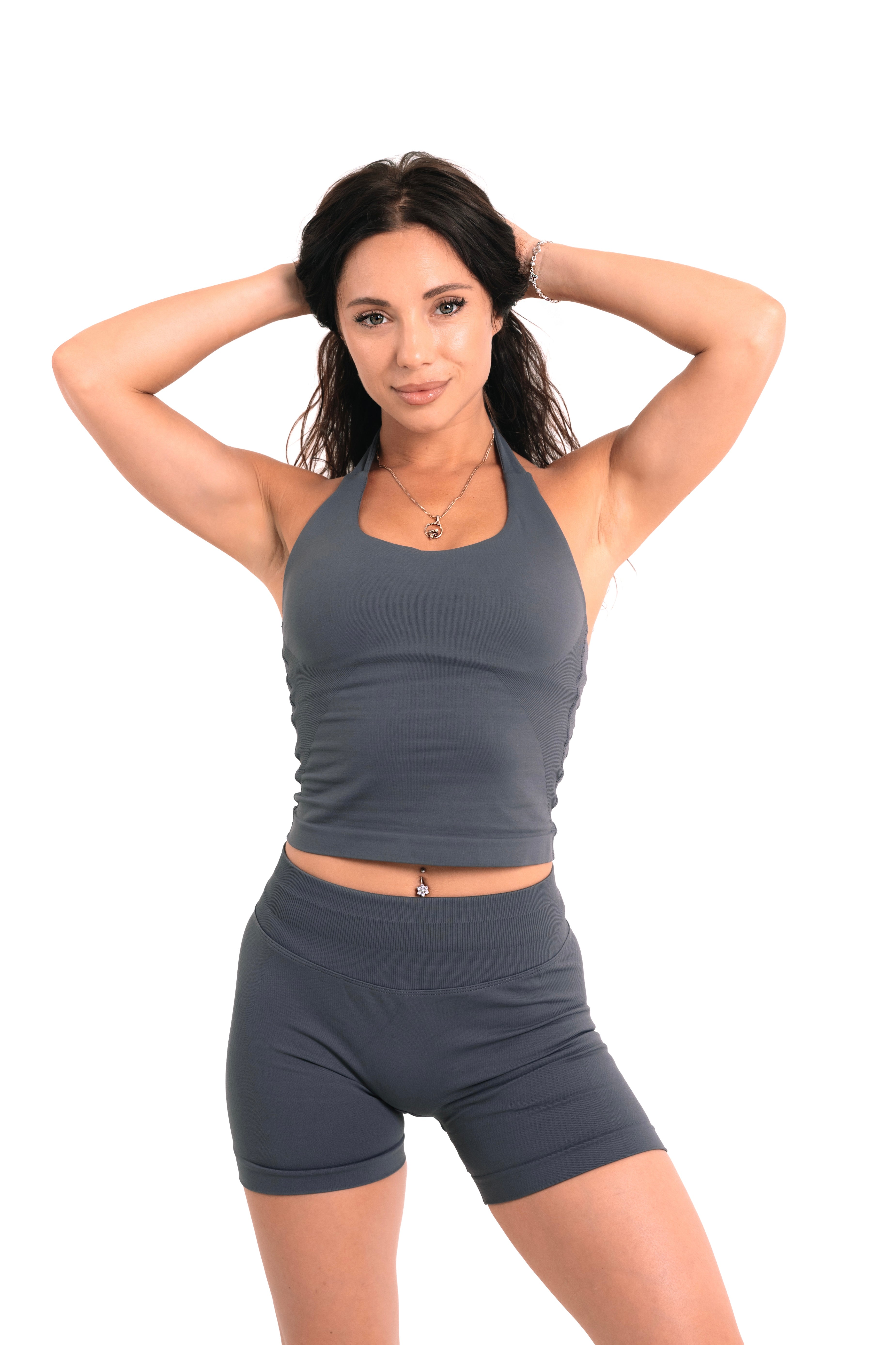 CONTOUR HALTER NECK - GRAPHITE