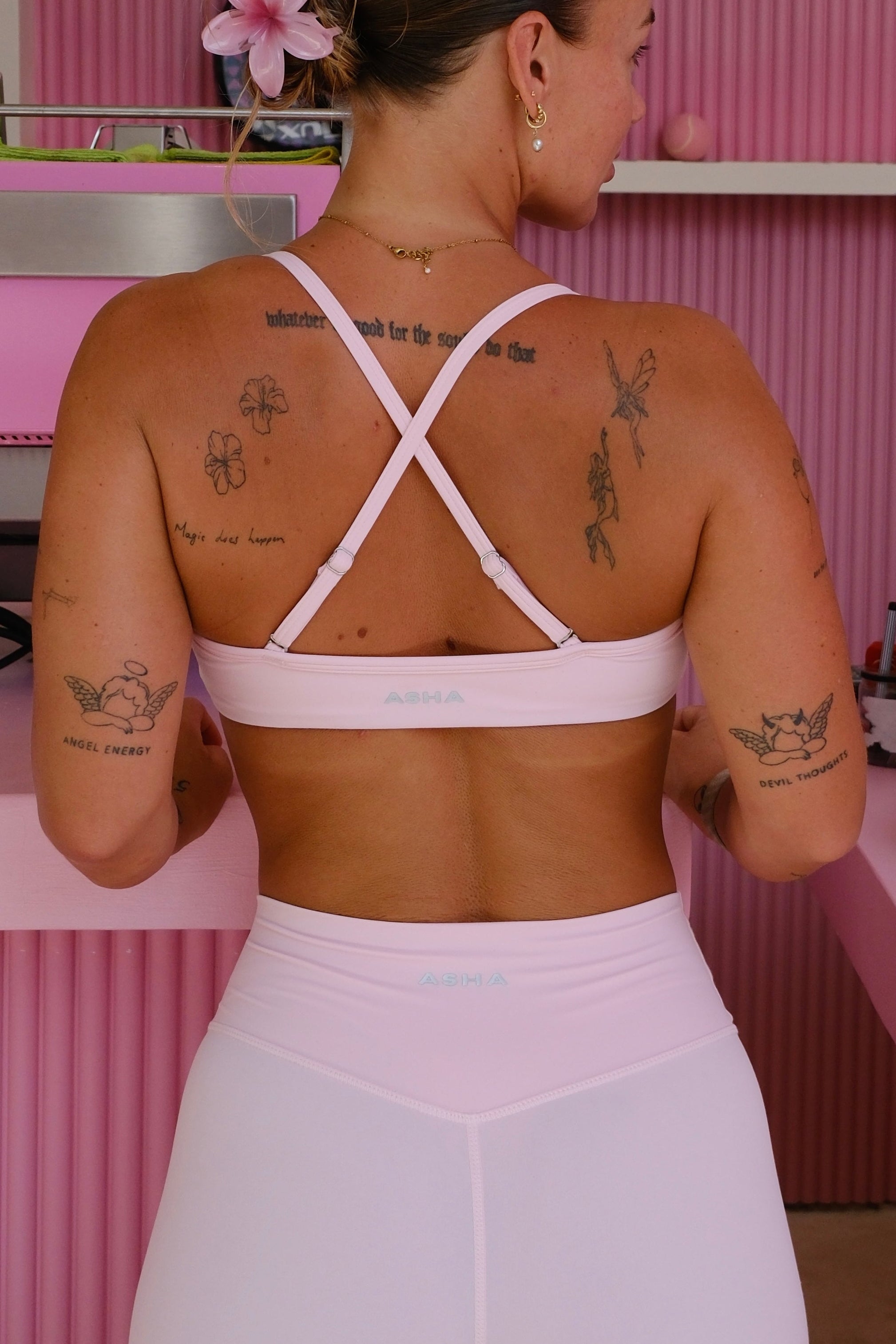 Cross Back Crop - Baby Pink